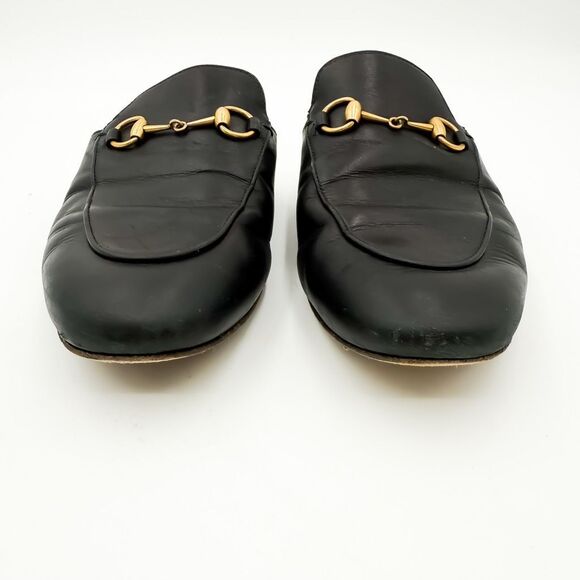 Gucci Princetown Horsebit Black Leather Loafers Mules Slip On Flats EU 38 US 8 - Picture 2 of 10